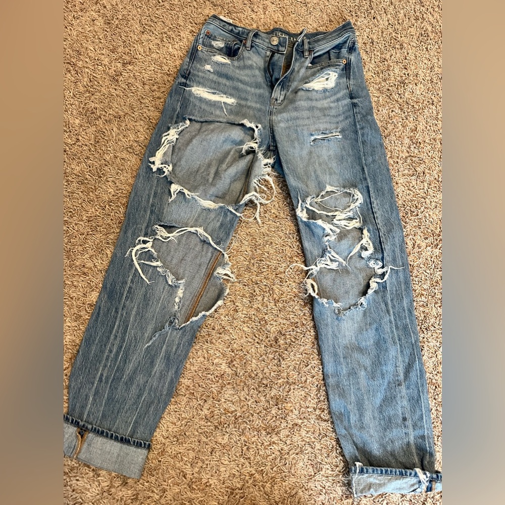 ripped american eagle jeans dark wash